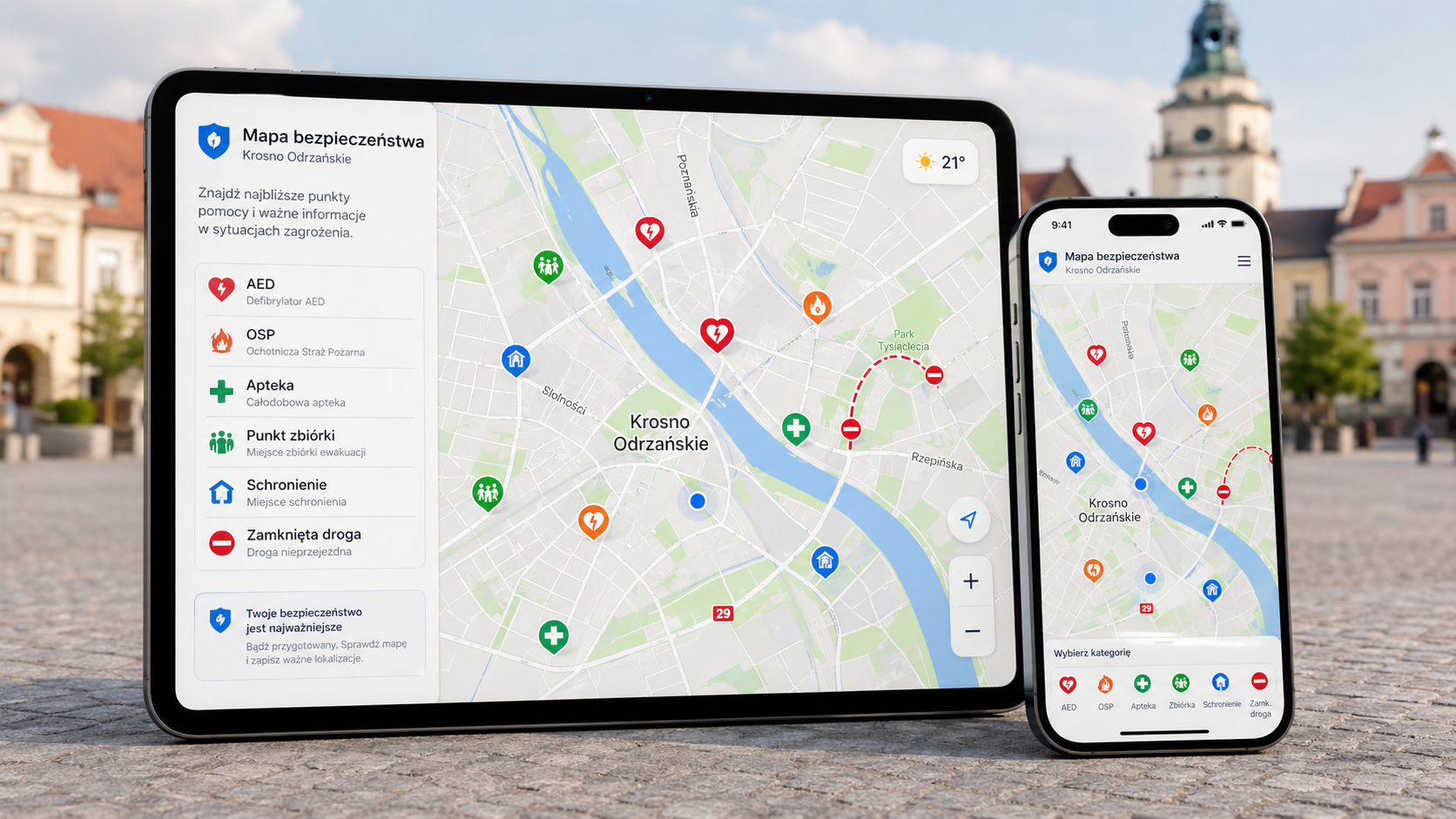 Mapa bezpieczeństwa i punkty ochrony ludności