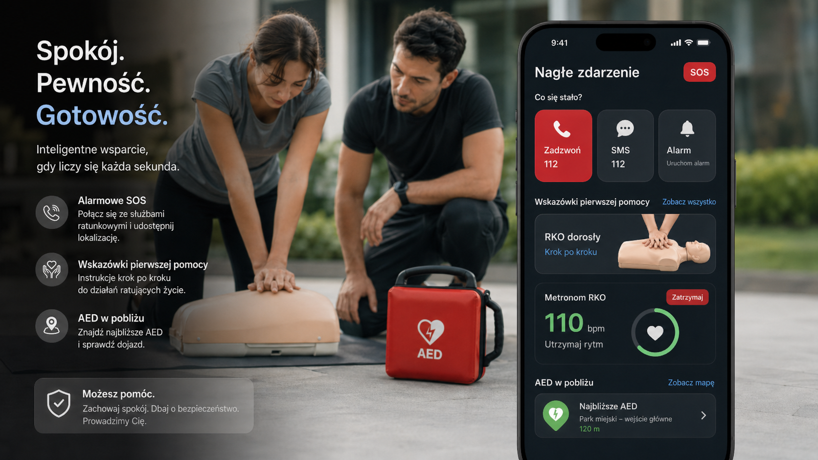 Moduł RKO z metronomem w aplikacji Kryzysownik