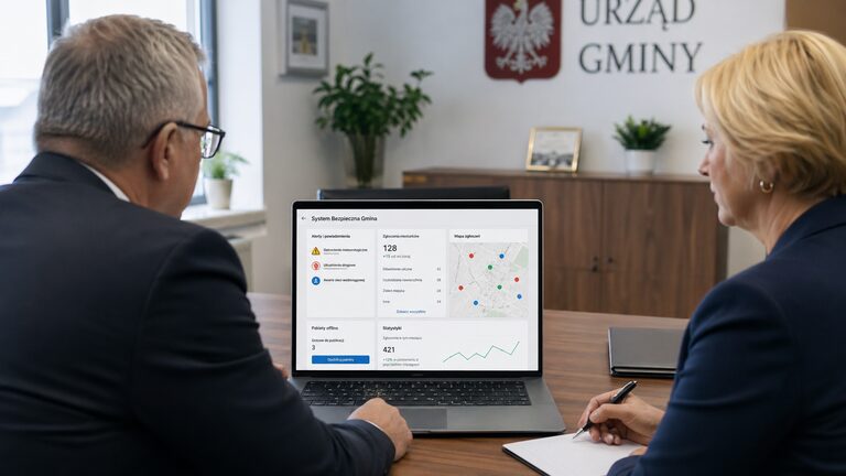 Redaktor przygotowujący lokalny komunikat kryzysowy